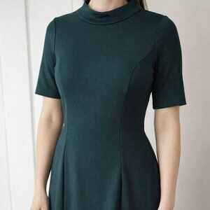 Eliza J Dark Green Mock Neck Fit & Flare Dress Size 8